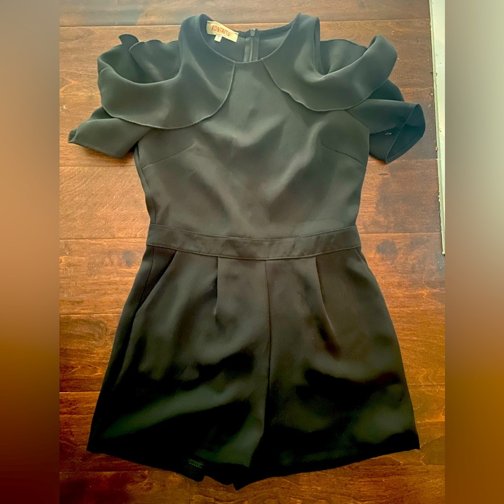 Kontatto black peekaboo shoulder romper. Never been worn. NWOT.